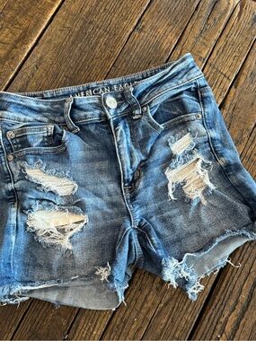 American Eagle Outfitters Women's Next Level Stretch Distressed Denim Shorts 2